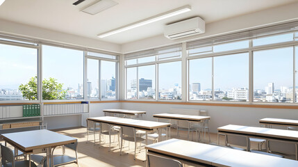 Bright Modern Classroom With City View