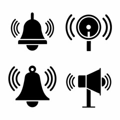 Minimalist sound Bell and Alarm Icon silhouette Vector Set.