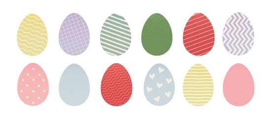 Vector set of Easter Holiday eggs with simple geometric and decorative patterns.