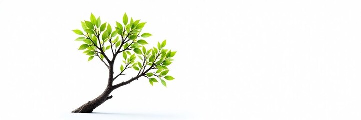 Fototapeta premium Single isolated tree branch on white background, tree branch, nature, solitude