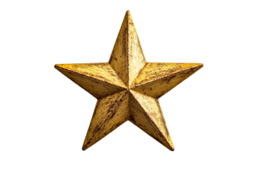 Antique gold star ornament, textured holiday decor, cut out transparent