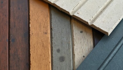 Fiber cement siding panels showcase fire-resistant low-maintenance options for durable building exteriors. Wide range of wood colors like brown gray offer versatile design. Ideal for eco-conscious