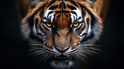 Fototapeta premium Majestic Tiger Close-Up: A Powerful Portrait of Wildlife