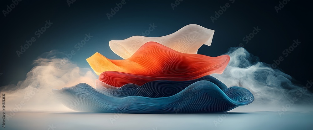 Poster abstract layered forms in vibrant colors