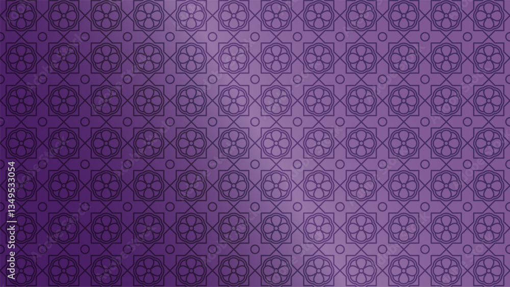 Poster geometric floral pattern background with purple gradient color. floor pattern background