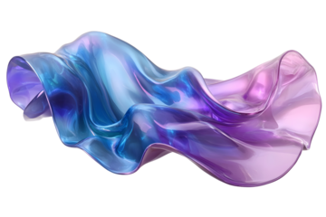 Colorful Transparent Fabric Flowing in Waves with Soft Light Effects