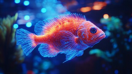A stunning vibrant fish swimming in clear and colorful water