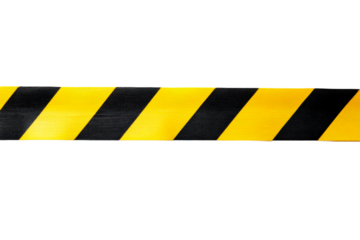 Caution stripes pattern on black background, cut out transparent