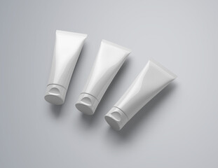 Three Cosmetic Tubes &ndash; Clean White Skincare Packaging