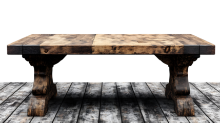 Rustic Wooden Table on Distressed Floor with Dark Background