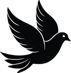 Peace Dove Silhouette with Olive Branch , Vector Illustration
