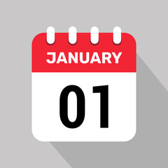 1 january calendar icon vector graphic design