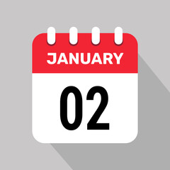 2 january calendar icon vector graphic design