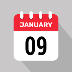 9 january calendar icon vector graphic design