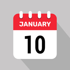 10 january calendar icon vector graphic design