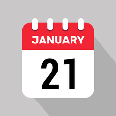 21 january calendar icon vector graphic design