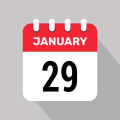 29 january calendar icon vector graphic design