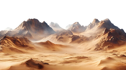 Naklejka premium Breathtaking Desert Landscape with Majestic Mountains and Sand Dunes