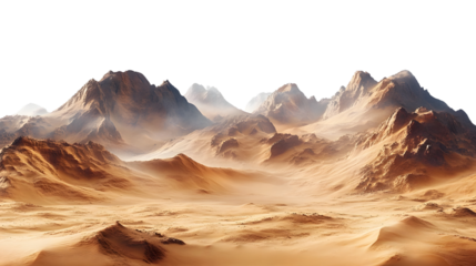 Breathtaking Desert Landscape with Majestic Mountains and Sand Dunes