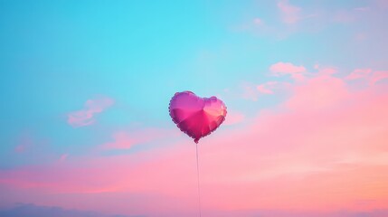Obraz premium Releasing heart-shaped balloons sky photo colorful dreamy a new standard in celebratory decor