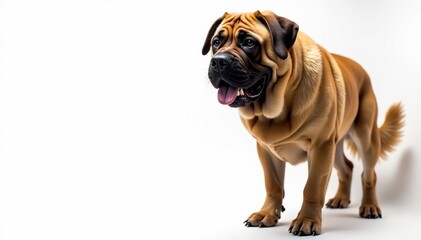 Obraz premium Majestic Mastiff, powerful stance, white background, pet, powerful