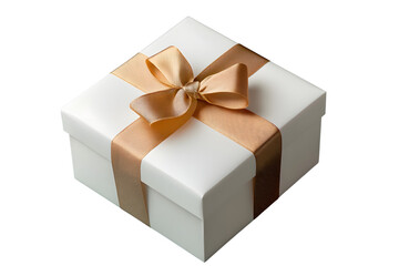 Obraz premium Elegant White Gift Box with Gold Ribbon and Bow Decoration