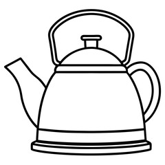 Tea Kettle Line Drawing Vector Design