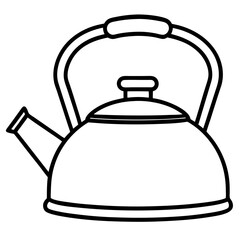 Tea Kettle Line Drawing Vector Design