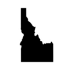 a black fill silhouette illustrated map of Idaho state icon isolated on white