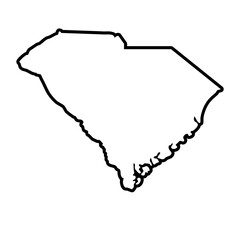 a black outline map of south carolina state icon isolated on white from usa states series