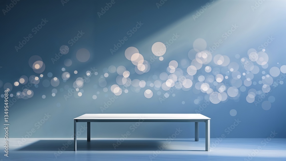 Poster bright room with a table and soft bokeh light effect in the background