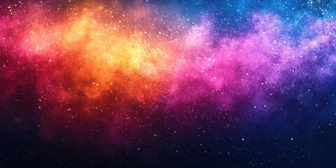 Naklejka premium Vibrant cosmic cloud with bright colors and sparkling stars in a deep space setting during nighttime