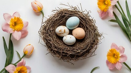 easter eggs and flowers