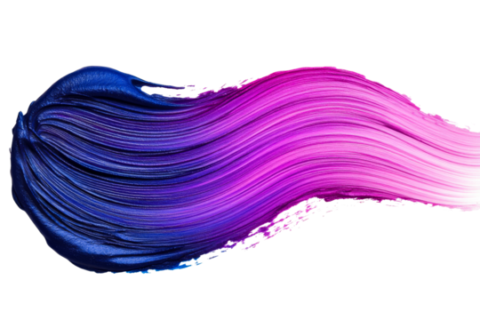 Blue and pink strokes of paint, gradient effect, color transitions, cut out transparent