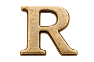Letter R, decorative golden font, texture, antique style, graphic element, cut out transparent