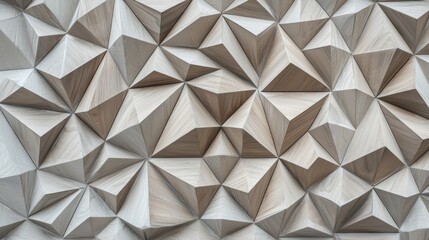 Geometric wood panel wall, modern design, interior
