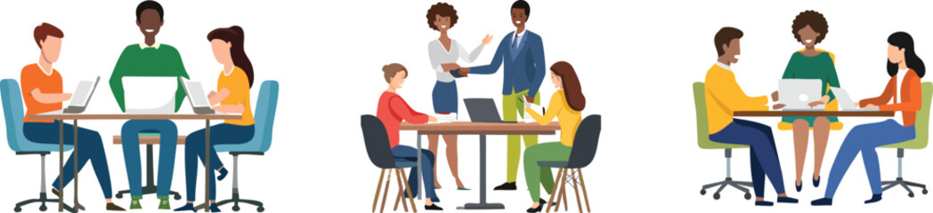 Diversity and Inclusion Concept – Team Collaboration Vector set. Multicultural Teamwork Illustration – Flat Design. Inclusive Workforce – Diverse Team Vector collection