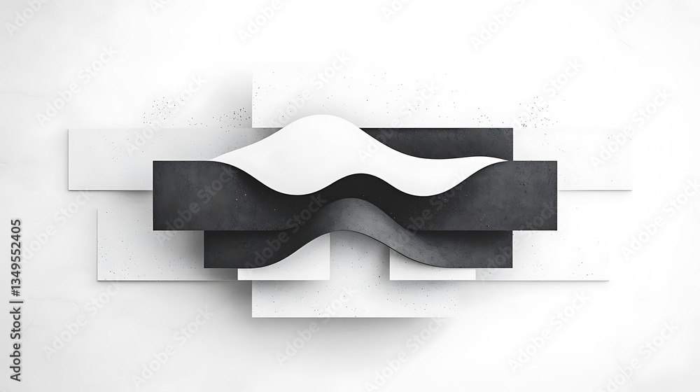 Poster abstract black and white layered design