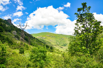 power line in Meghradzor river valley in Giladzor locality (Kotayk province, Armenia)