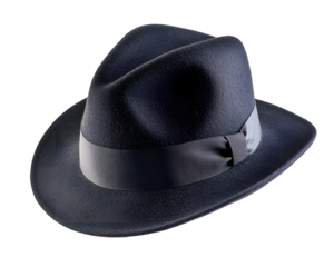Classic black fedora hat with felt texture and stylish band