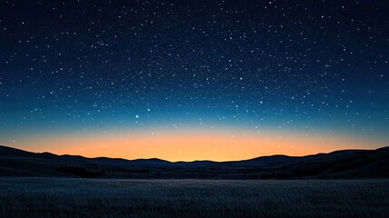 Fototapeta premium Starry Night Over Prairie Landscape