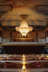 Grand ballroom and Show Lounge or theatre with stage and seating on Belle Époque design cruiseship...