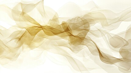 Abstract flowing golden fabric, white background, ethereal design