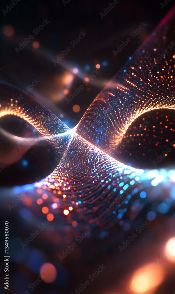 Poster dynamic luminous flow of particles evoking abstract technological artistry
