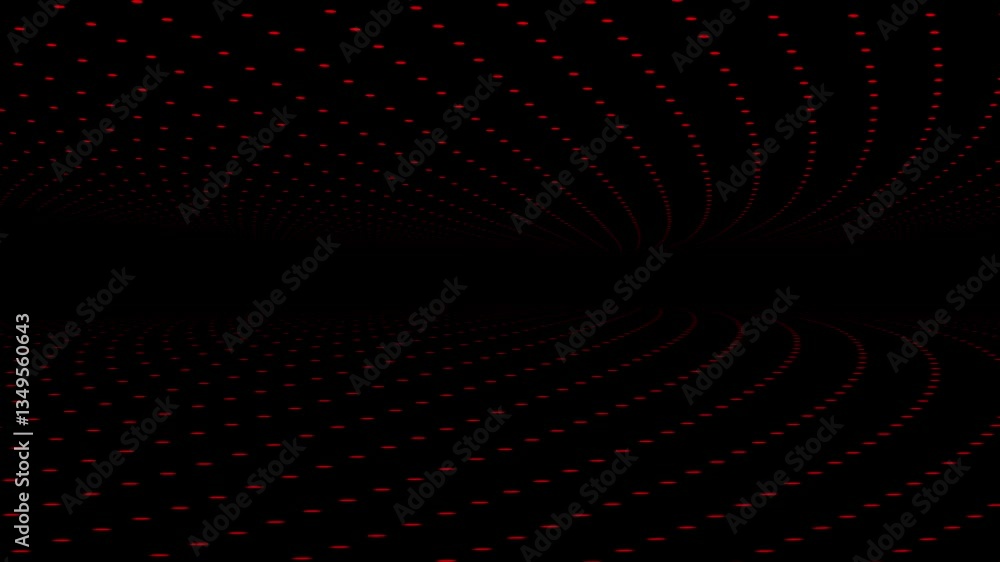 Poster abstract motion background with red dots on black, geometric pattern and digital art