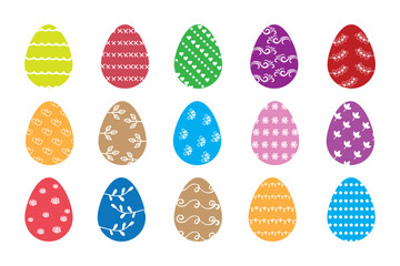 Cute cartoon easter egg decorated with dots, stripe, line, ornaments or Easter design. doodle colorful egg Easter set.
