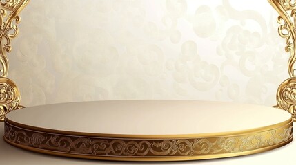 A Luxurious Gold Decorated Presentation Podium Displaying Sophistication and Elegance