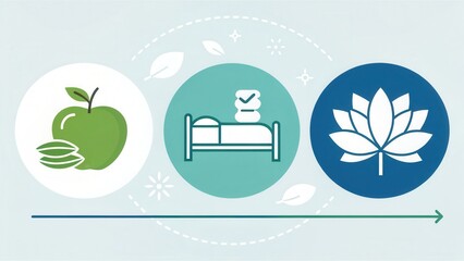 Healthy lifestyle icons with wellness and relaxation themes.