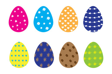 Set of Easter eggs with various pattern pastel vector elements spring colour hand drawn