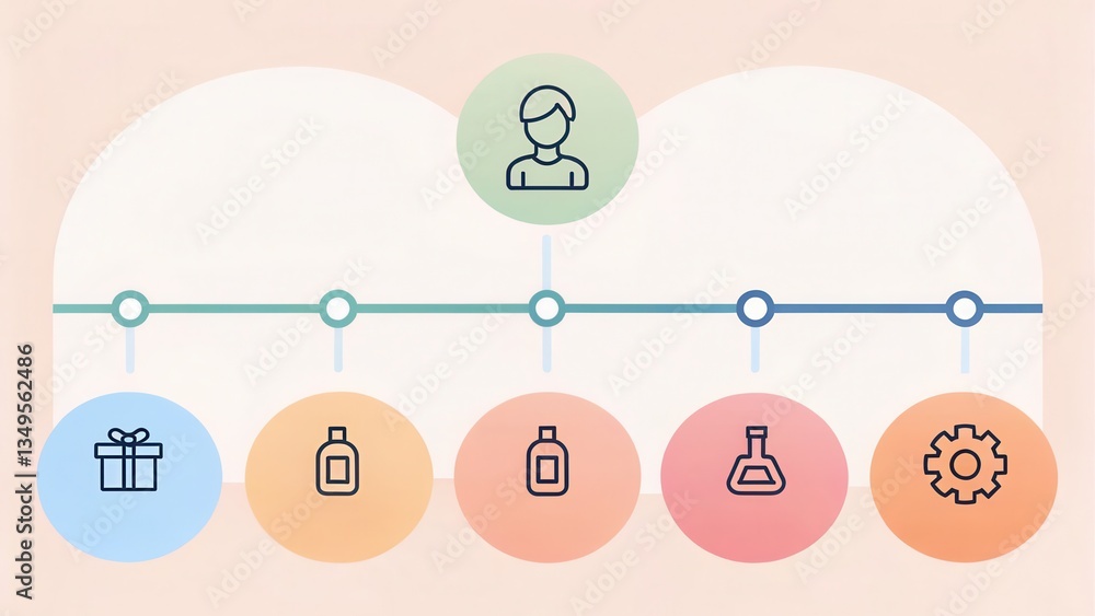 Poster Visual representation of a process with icons and a timeline.